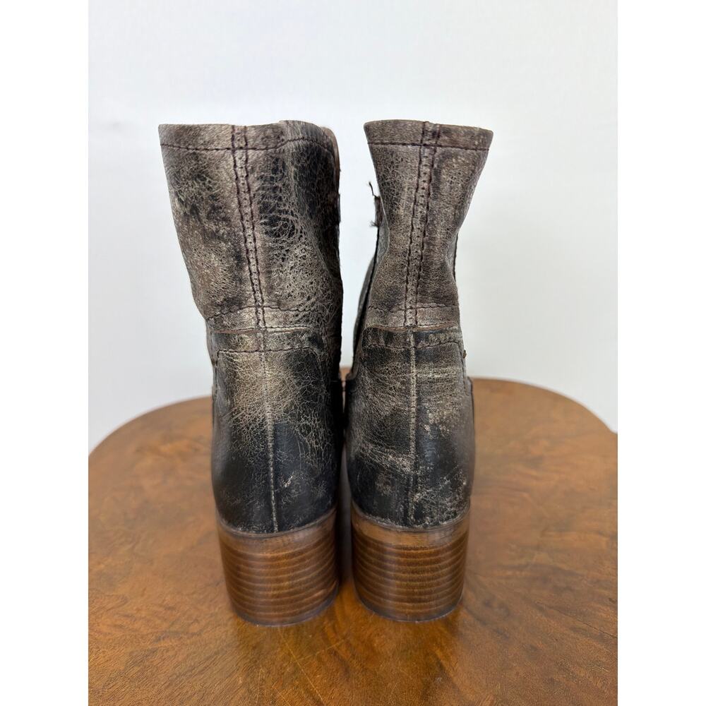 Diba True Charcoal Distressed Leather Pull On 2 Inch Heel Boots Size 8.5 NWOB - Picture 4 of 6